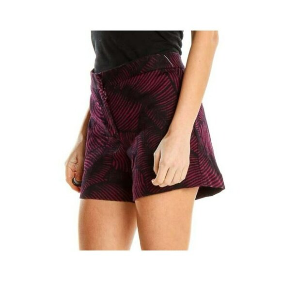 Ann Taylor Women's 4 Pink Navy Palm Leaf Tropical 4" Tailored Chino Shorts - Picture 3 of 10